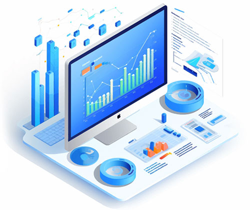 Flat illustration on data and analytics.